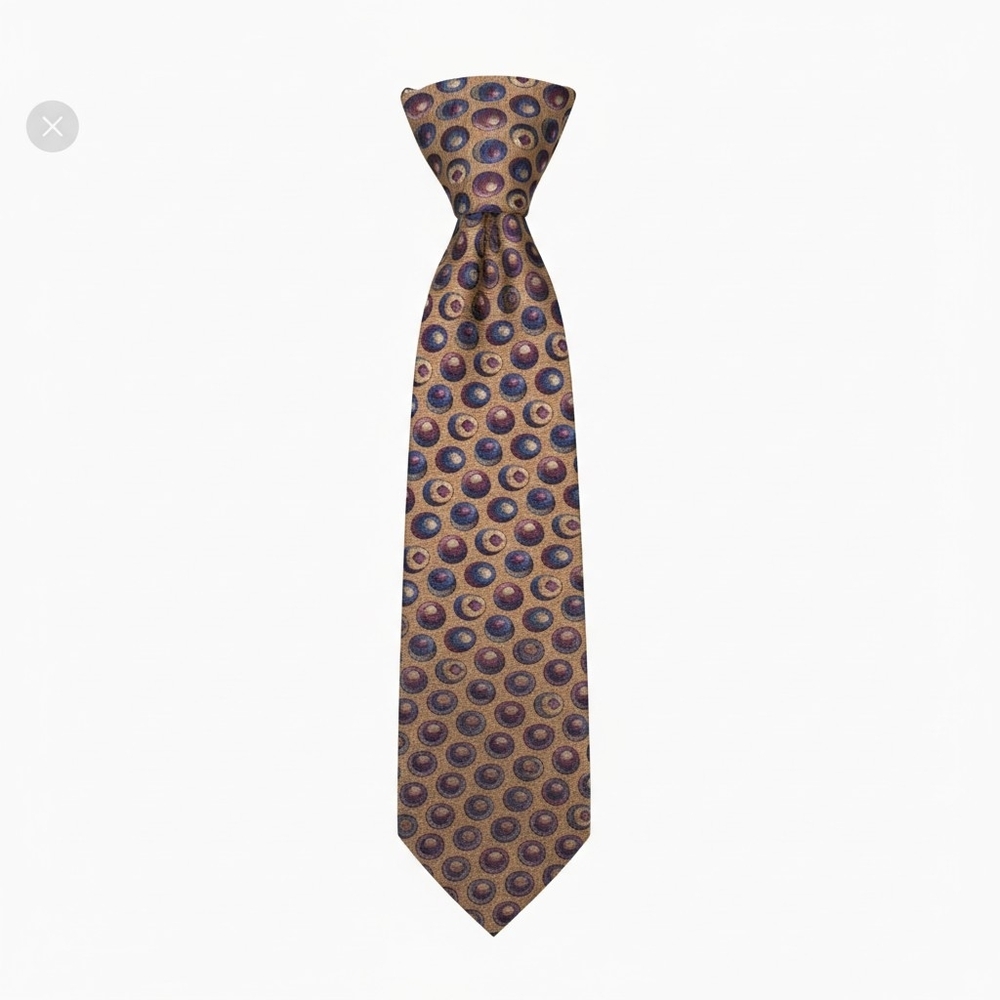 Zianetti Vintage Italian Silk Collection Geometric Tie in Gold and Blue